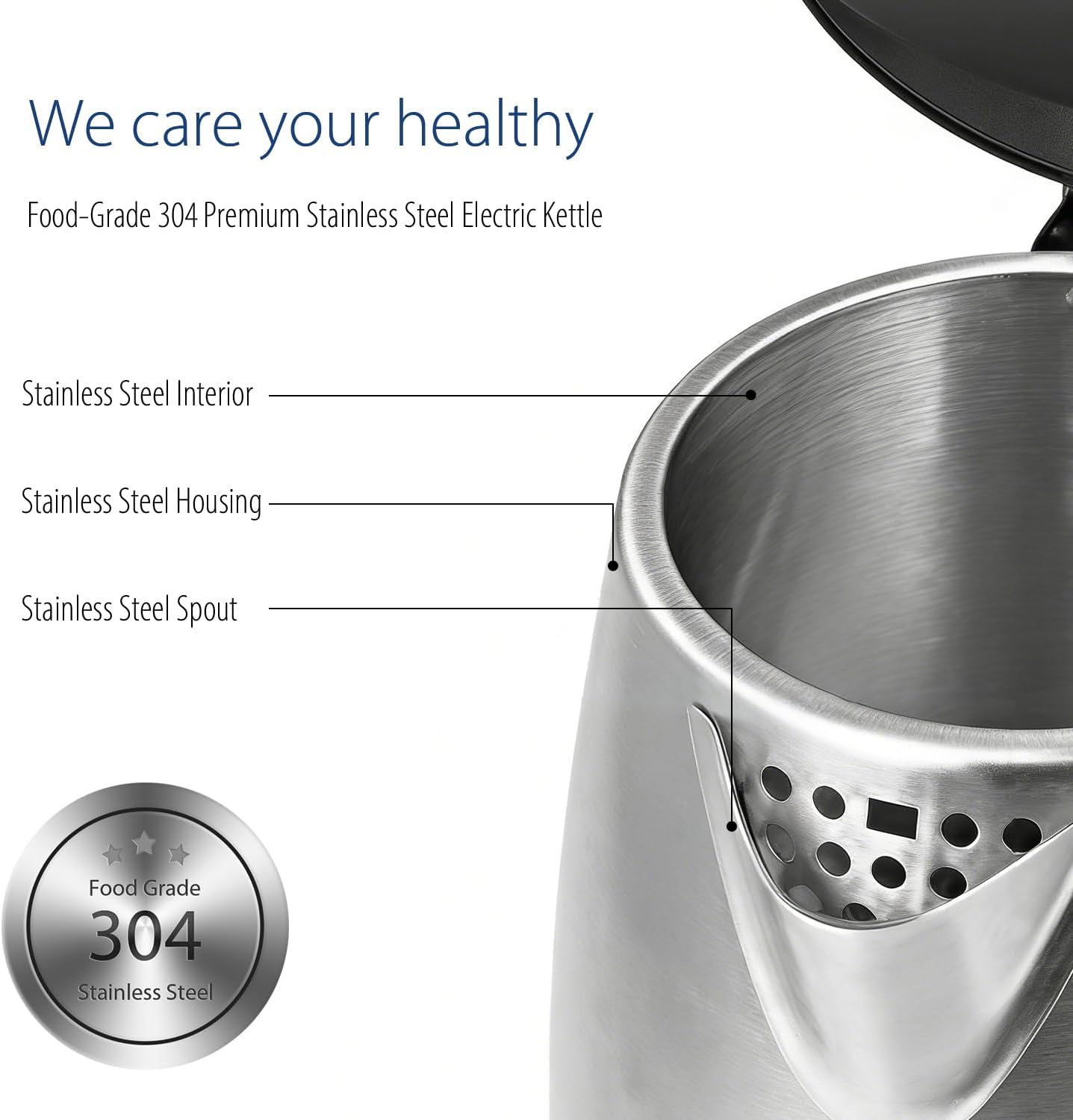 Stainless Steel Electric Kettle — 1.7L Electric Kettle / Water Boiler