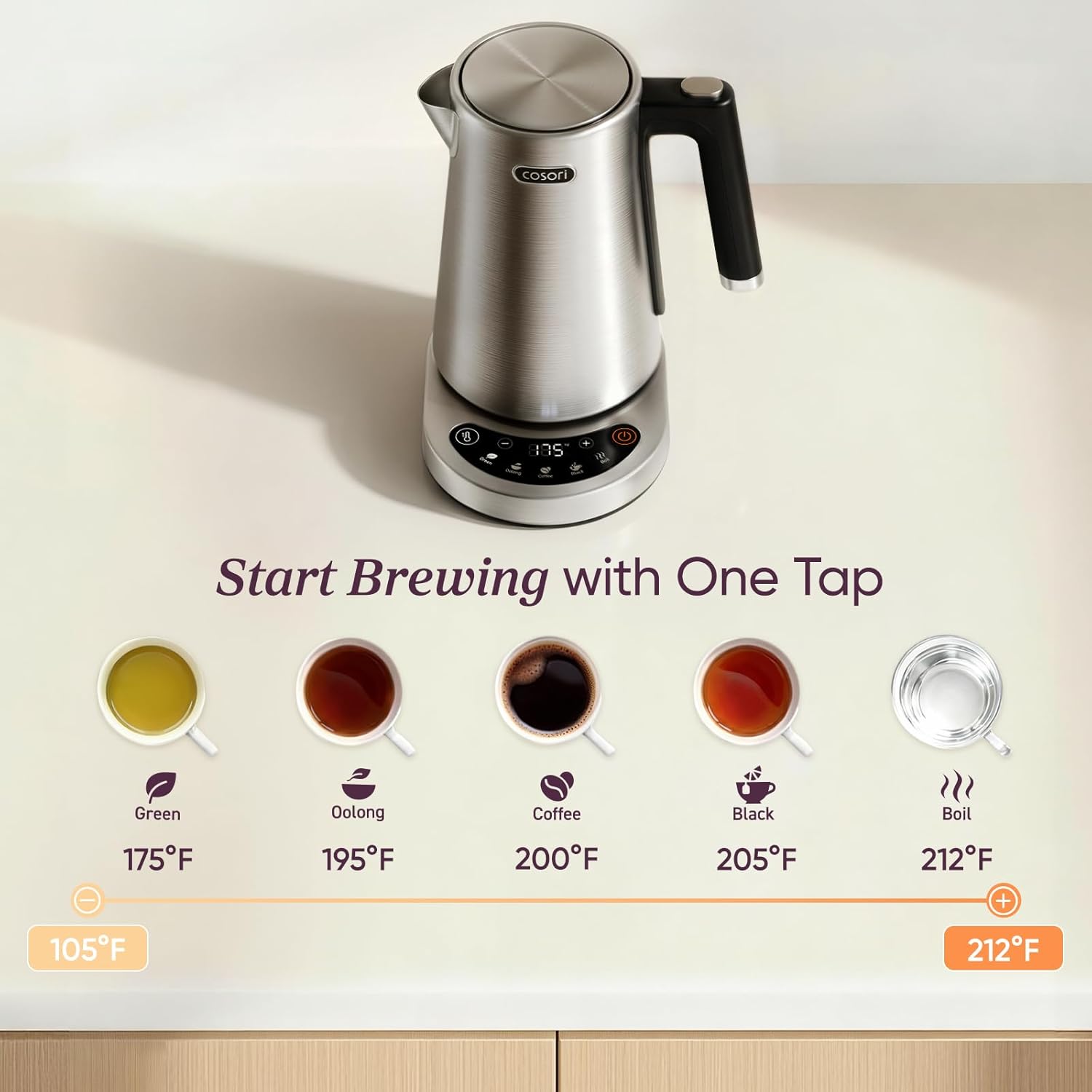 Electric Kettle — No Plastic in Contact with Water