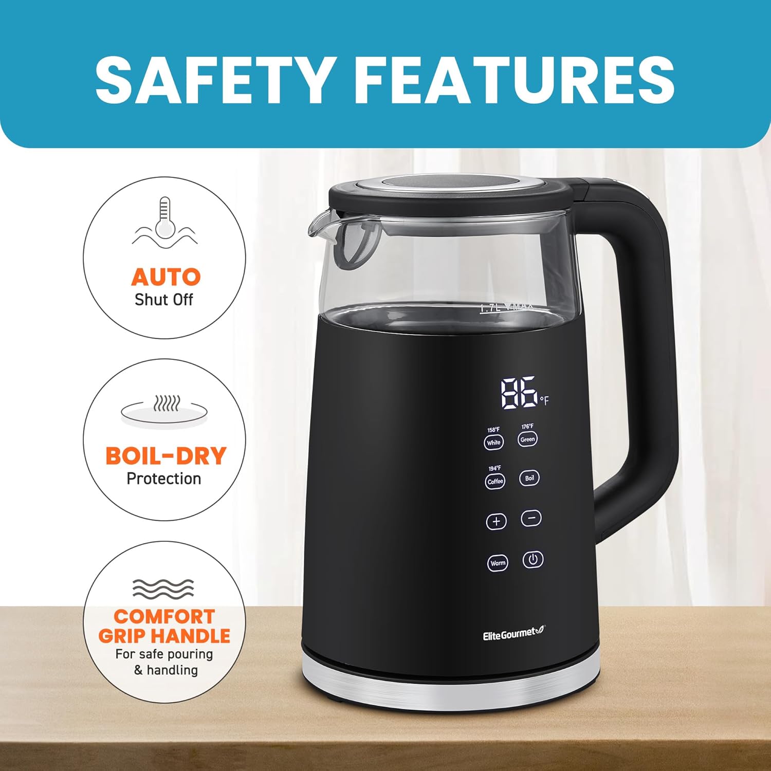 Double-Layer Anti-Scald Electric Kettle — High-Borosilicate Glass Body