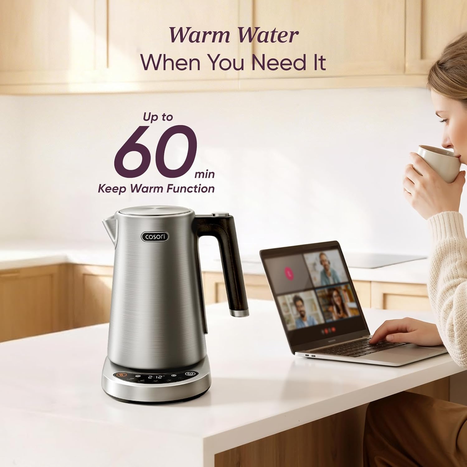 Electric Kettle — No Plastic in Contact with Water