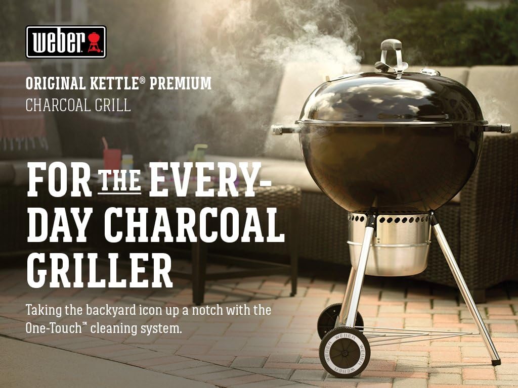 22-Inch Black Charcoal Grill—Outdoor BBQ Grill with Built-in Thermometer and Heat Control Vents
