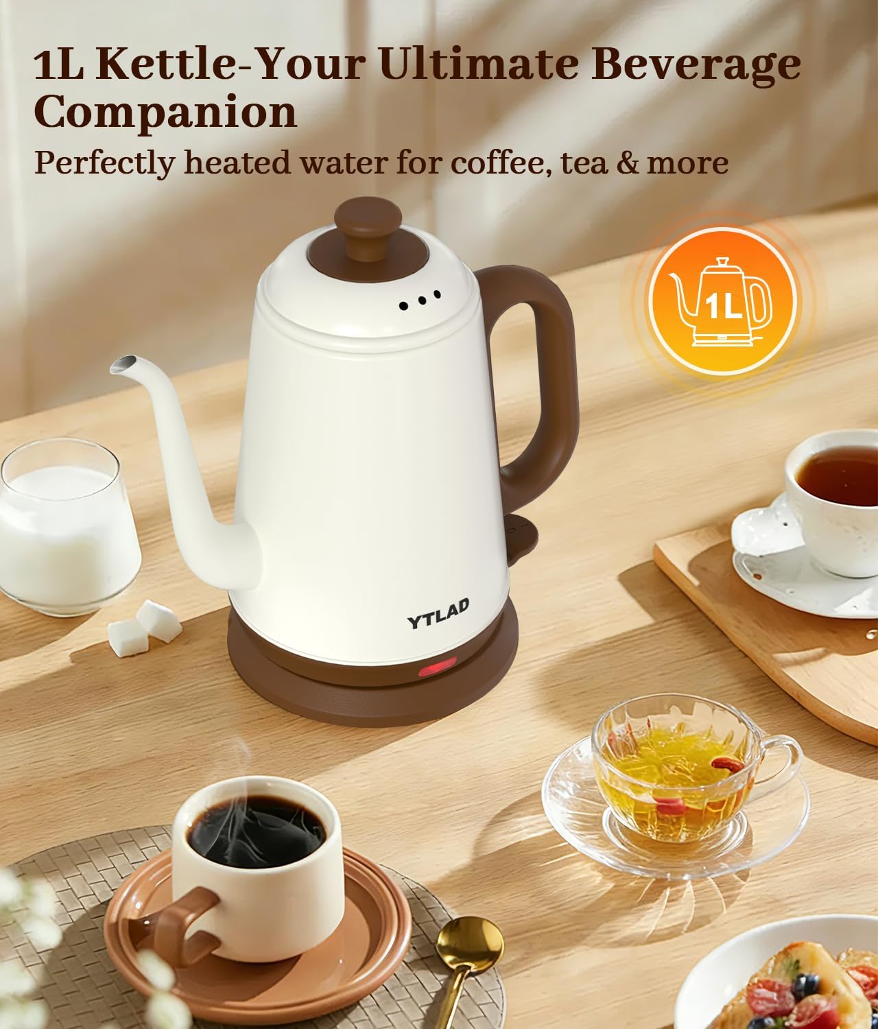 Gooseneck Electric Kettle — 1000W Rapid Boiling