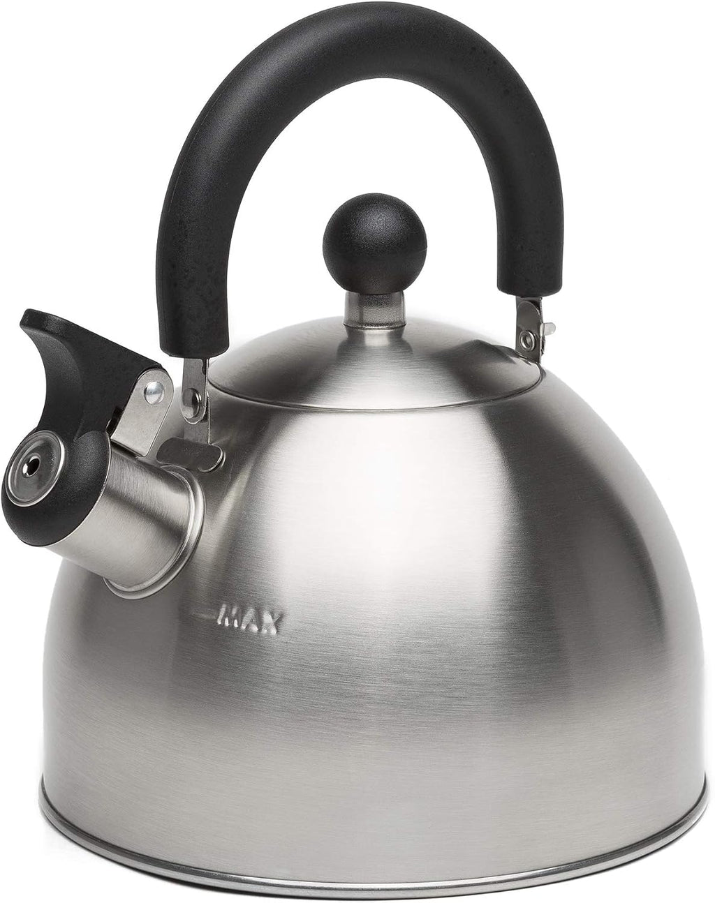 Stovetop Whistling Kettle — Features a rapid-boil whistling spout and a heat-resistant folding handle.