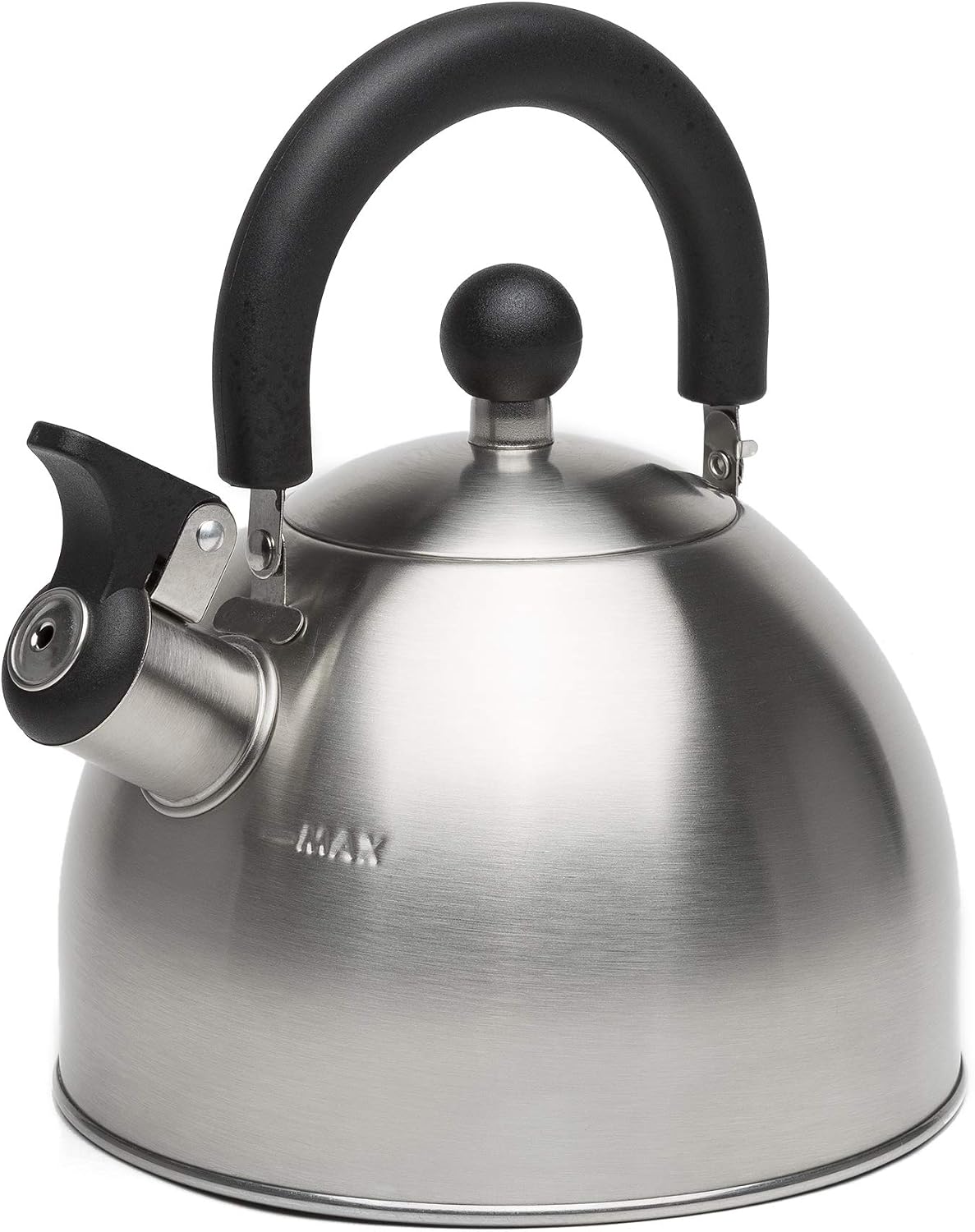 Stovetop Whistling Kettle — Features a rapid-boil whistling spout and a heat-resistant folding handle.