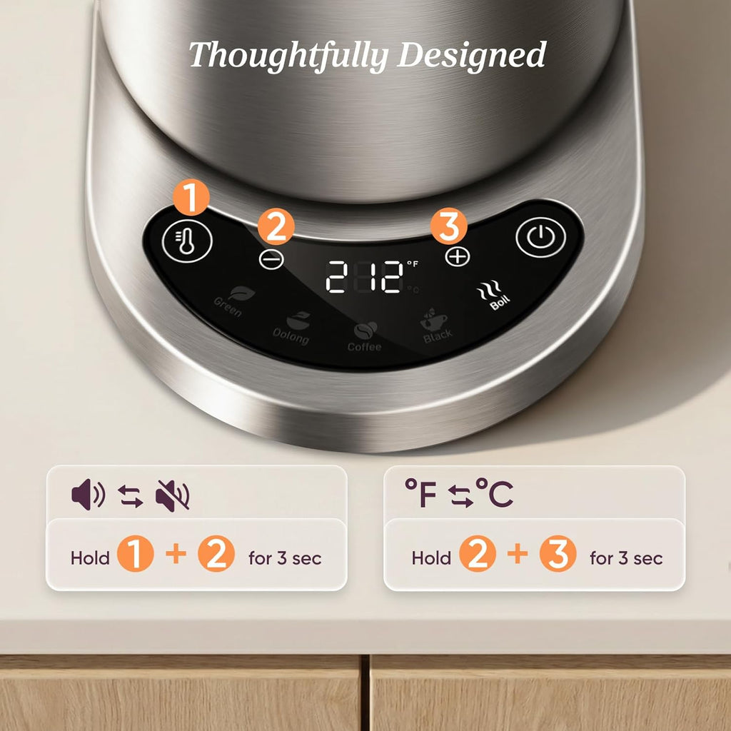 Electric Kettle — No Plastic in Contact with Water