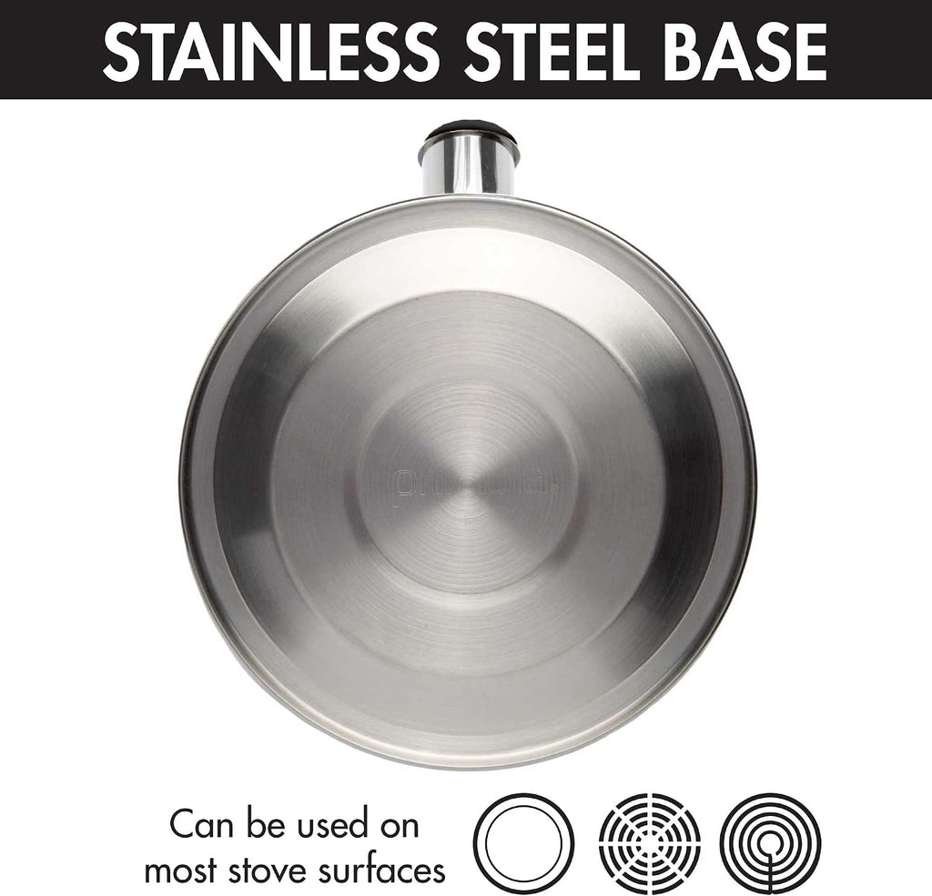 Stovetop Whistling Kettle — Features a rapid-boil whistling spout and a heat-resistant folding handle.