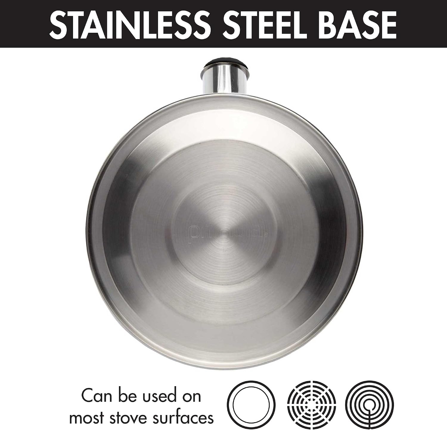 Stovetop Whistling Kettle — Features a rapid-boil whistling spout and a heat-resistant folding handle.