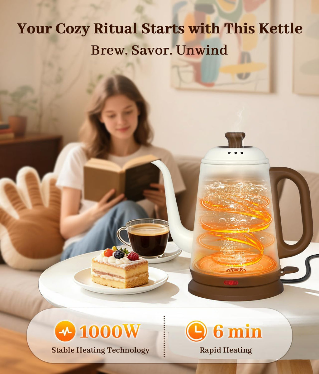 Gooseneck Electric Kettle — 1000W Rapid Boiling