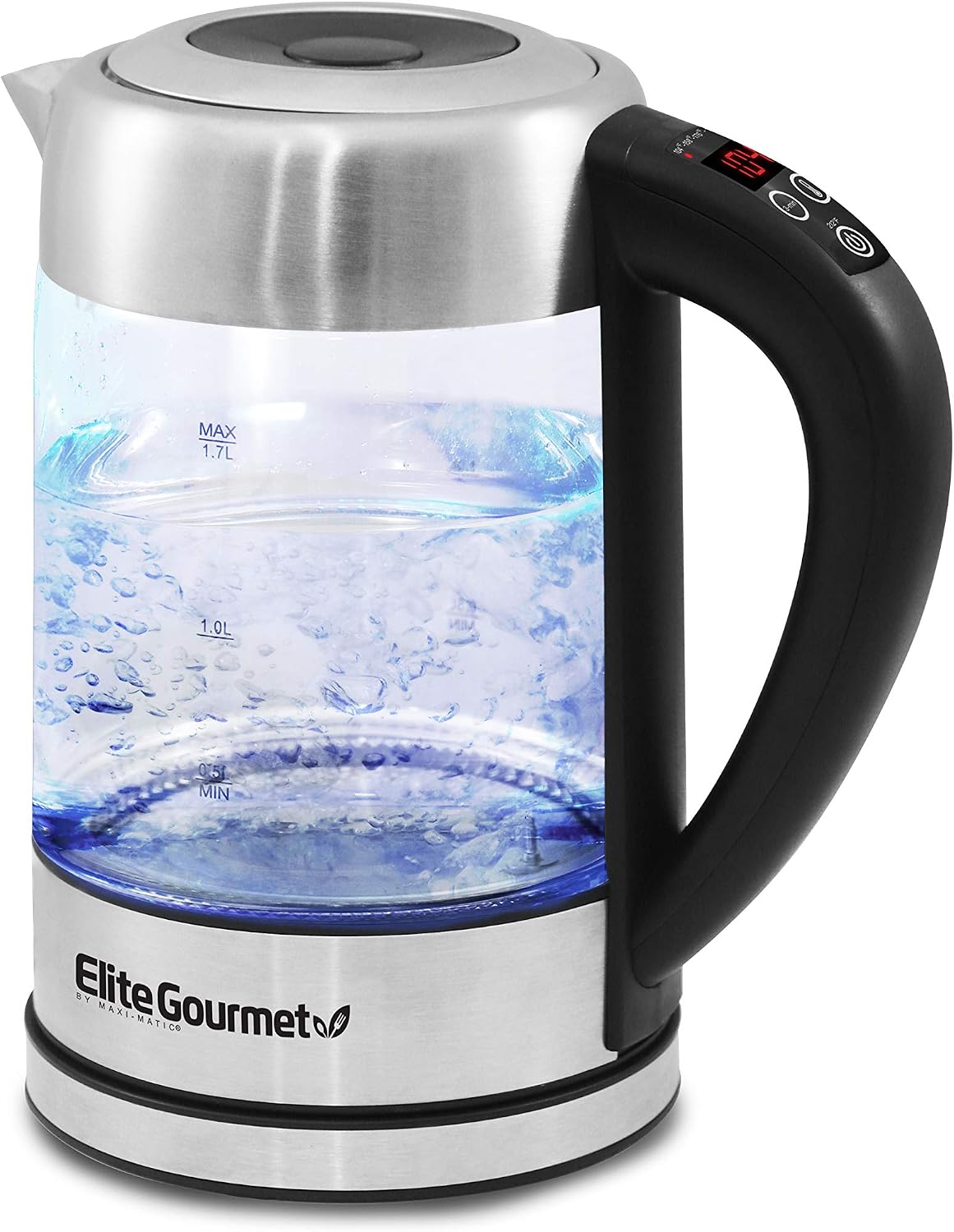 1.7L Electric Kettle — BPA-free, rapid boiling, automatic shut-off, boil-dry protection.