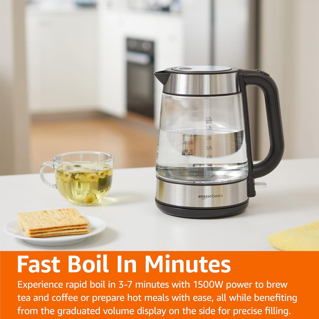 Electric kettle with glass body (suitable for brewing tea and coffee) — BPA-free