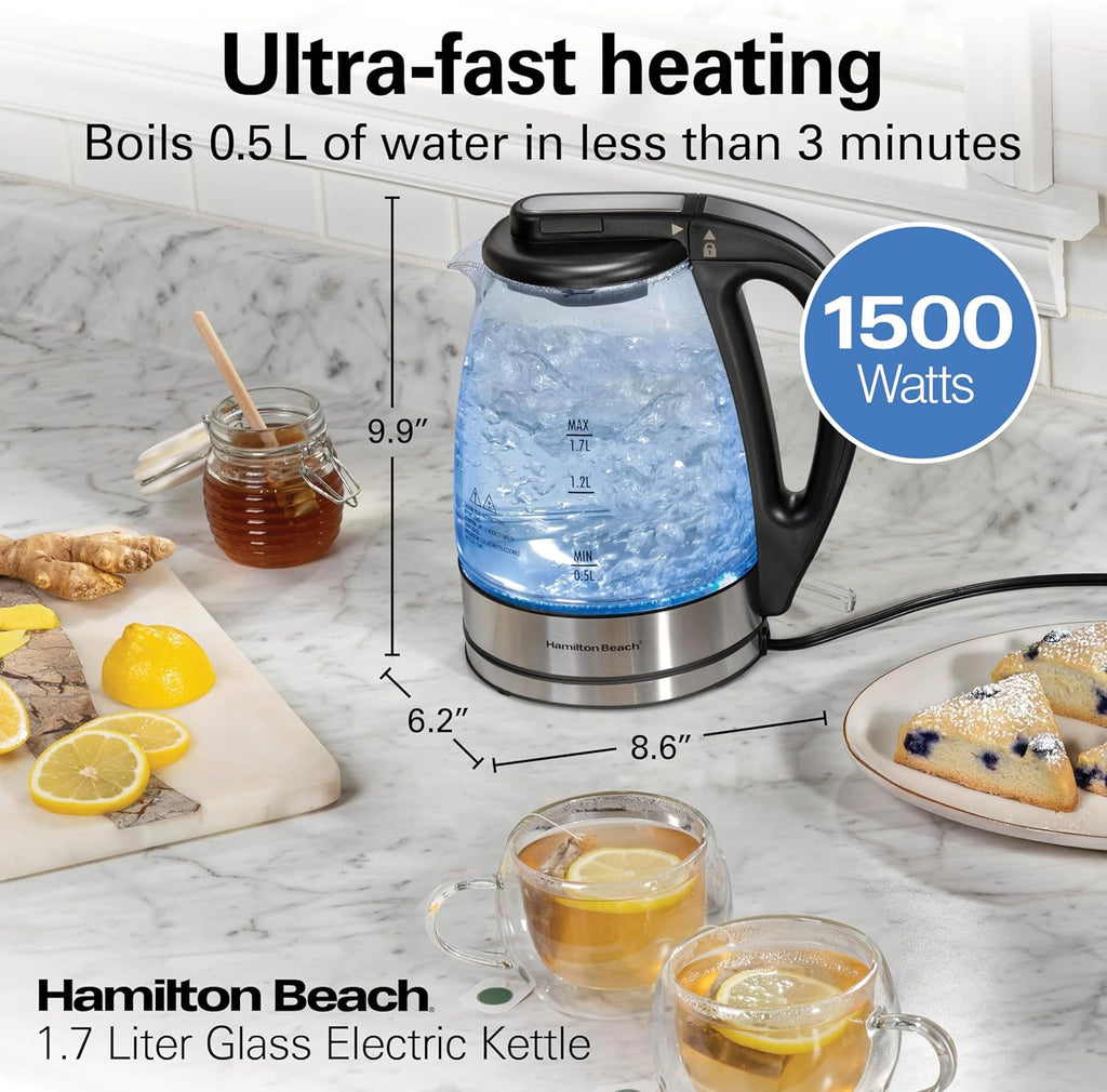 1.7L Electric Kettle — Water Kettle/Heater with LED Indicator and Built-in Filter