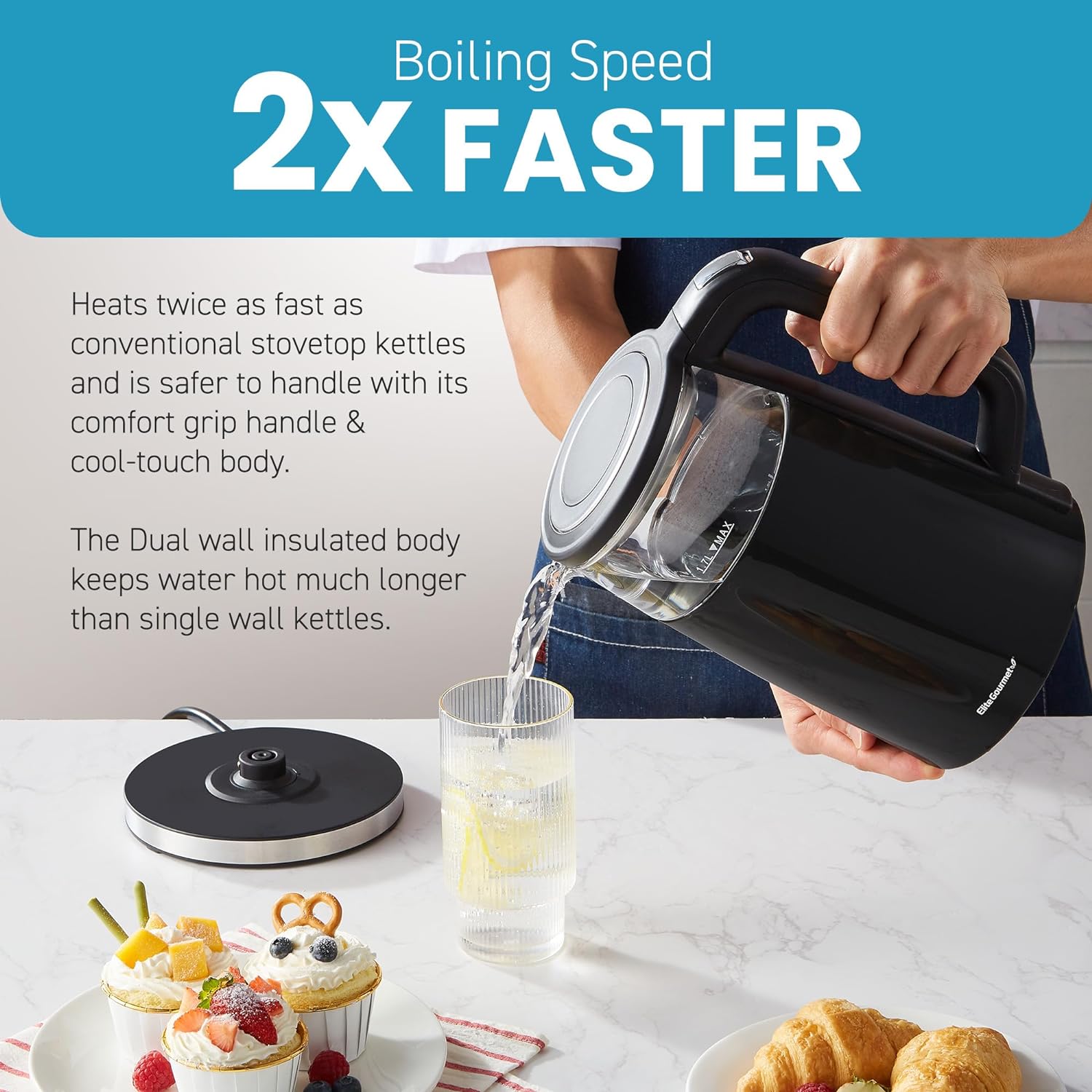 Double-Layer Anti-Scald Electric Kettle — High-Borosilicate Glass Body