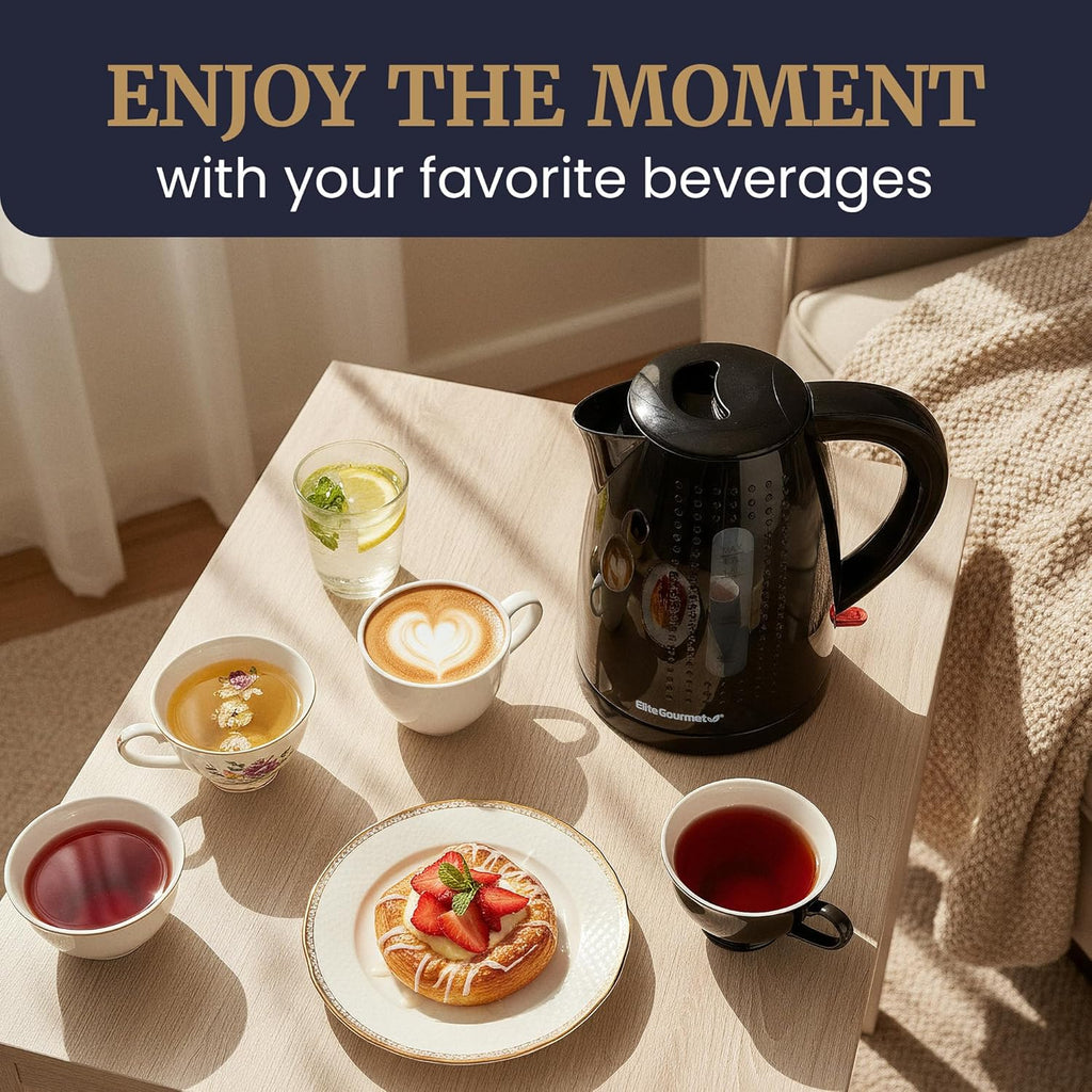 1.7L Electric Kettle — BPA-free, rapid boiling, automatic shut-off, boil-dry protection.